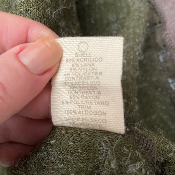 Mystree Open Front Boucle Boho Sweater Cardigan hoodie Crochet detail Women’s M - Picture 13 of 14